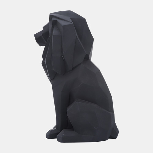 16291-02#Resin 11"h Sitting Lion, Black