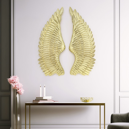 16293#Resin S/2 Angel Wings Wall Accent, Gold