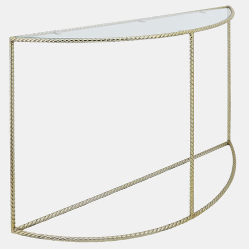15243-02#Metal 30"h Rope Console Table, Gold