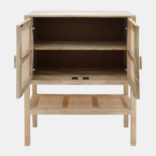 16309-01#Wood, 35x48 2-rattan Door Cabinet, Natural
