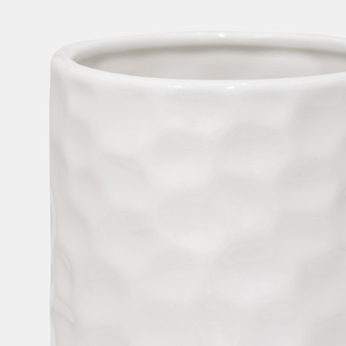 16324-02#5x10"h Belted Vase, White/gold