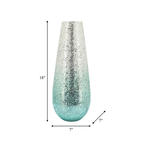 16337-01#18" Crackled Vase, Green Ombre