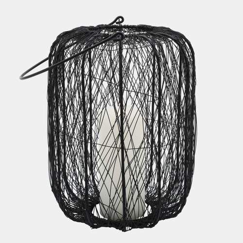 16346-01#Metal, 13"h Wire Lantern, Black