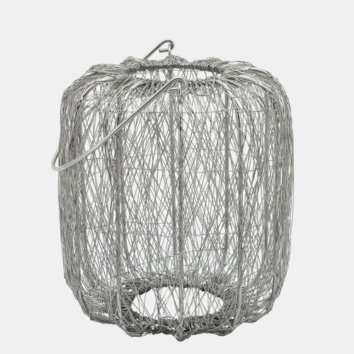 16346-04#Metal, 10"h Wire Lantern, Silver