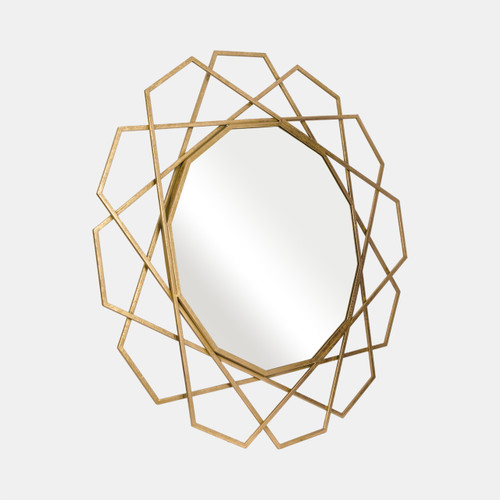 14927-01#Metal 35" Geometric Mirror, Gold Wb