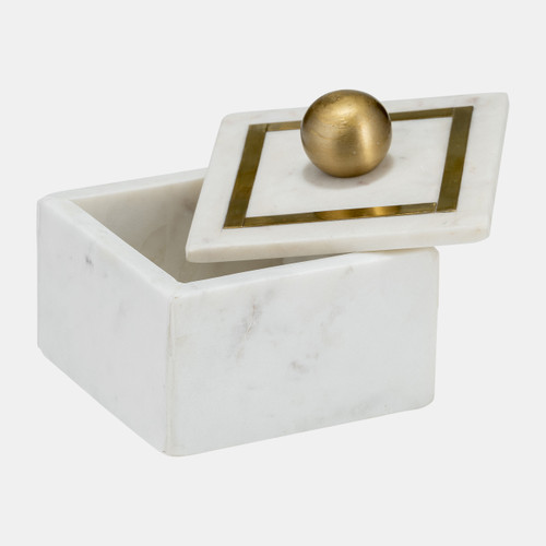 16407-02#Marble, 5x5 Box - Knob, White