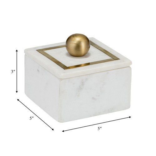 16407-02#Marble, 5x5 Box - Knob, White