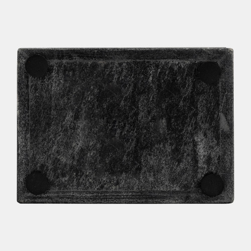 16407-03#Marble, 7x5 Rectangular Box - Knob, Black