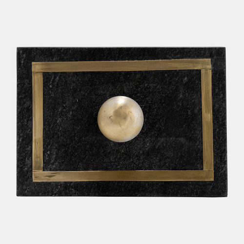 16407-03#Marble, 7x5 Rectangular Box - Knob, Black