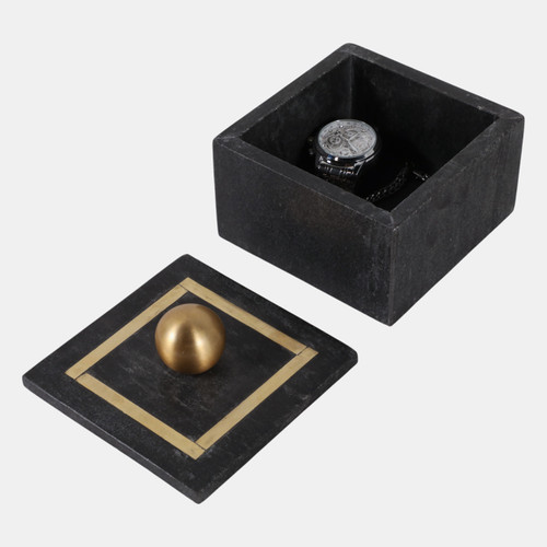 16407-04#Marble, 5x5 Box - Knob, Black