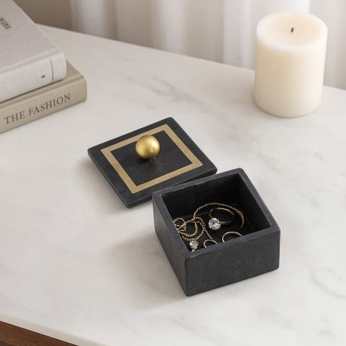 16407-04#Marble, 5x5 Box - Knob, Black