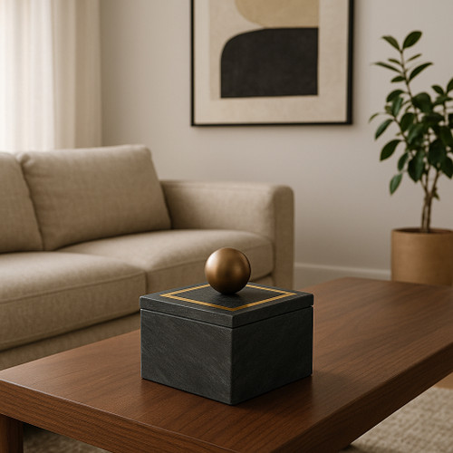 16407-04#Marble, 5x5 Box - Knob, Black