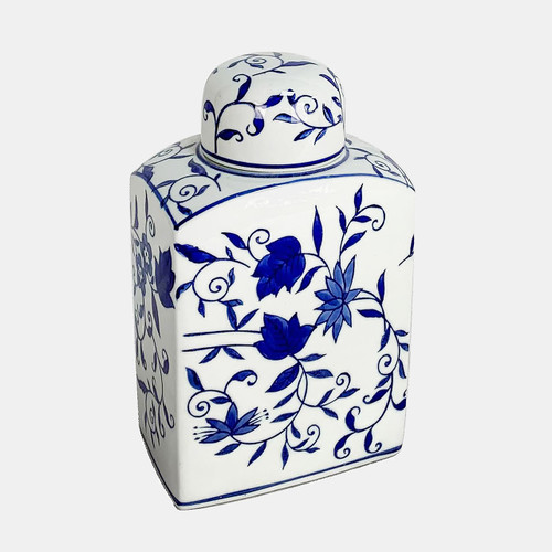 16420-02#Cer, 9" Rectangular Jar, Blue