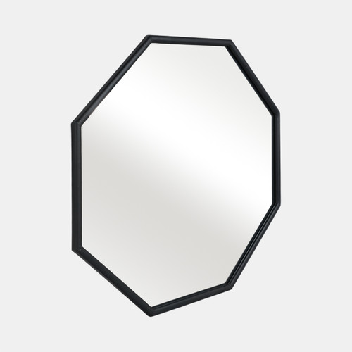 16440#Metal, 32x28 Octagonal Mirror, Black/gld Wb