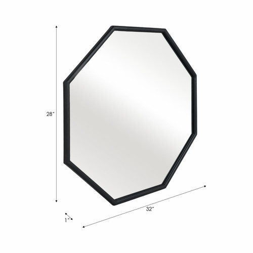 16440#Metal, 32x28 Octagonal Mirror, Black/gld Wb