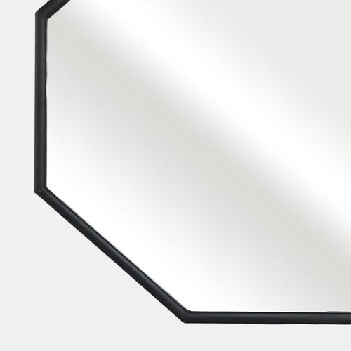 16440#Metal, 32x28 Octagonal Mirror, Black/gld Wb