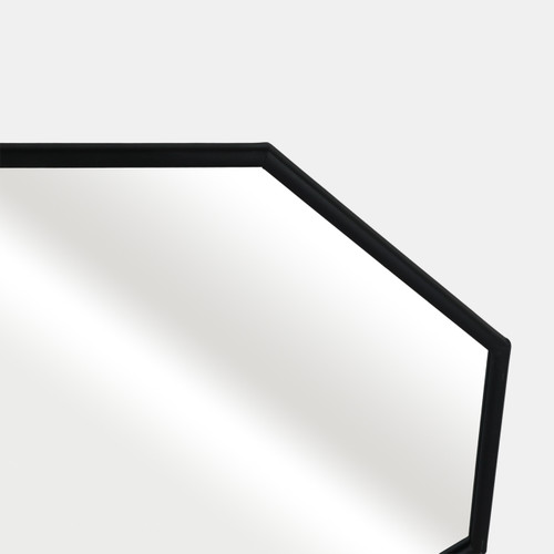 16440#Metal, 32x28 Octagonal Mirror, Black/gld Wb