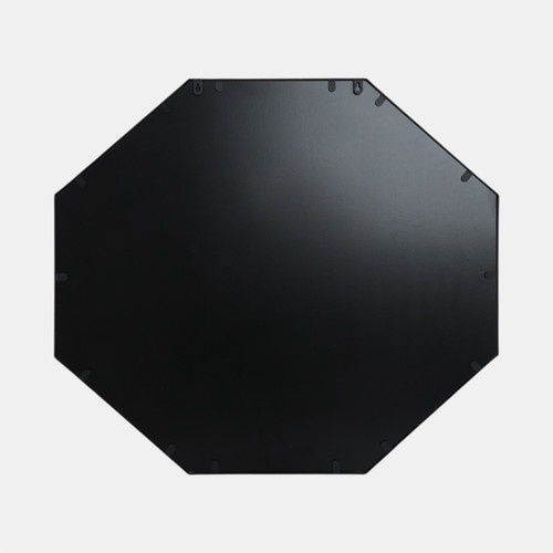 16440#Metal, 32x28 Octagonal Mirror, Black/gld Wb