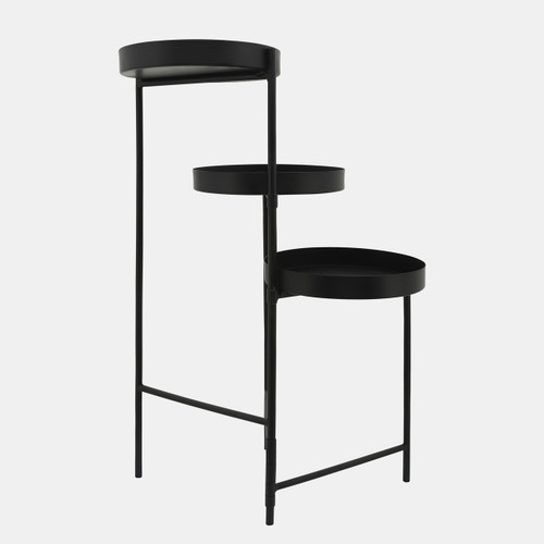 16561-01#Metal, 32"h 3-layered Plant Stand, Black