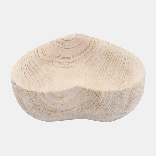 16568-03#Wood, S/2 9/10" Heart Bowls, Natural