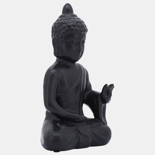 10901-01#10", Black Ceramic Seated Buddha