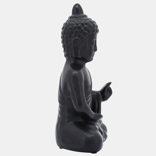 10901-01#10", Black Ceramic Seated Buddha