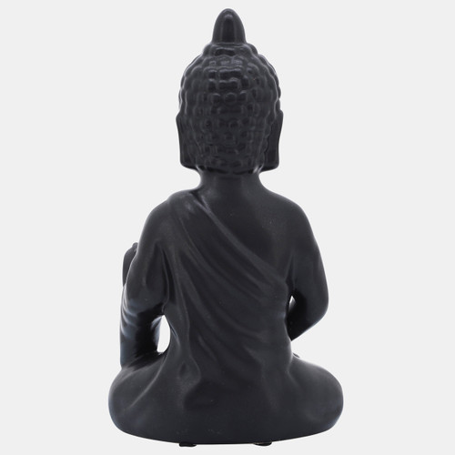 10901-01#10", Black Ceramic Seated Buddha