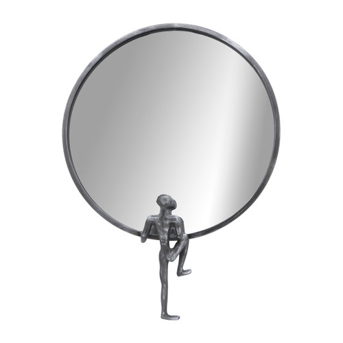 16588-01#Metal, 24"h, Mirror With Man Deco, Black