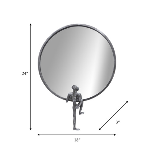 16588-01#Metal, 24"h, Mirror With Man Deco, Black