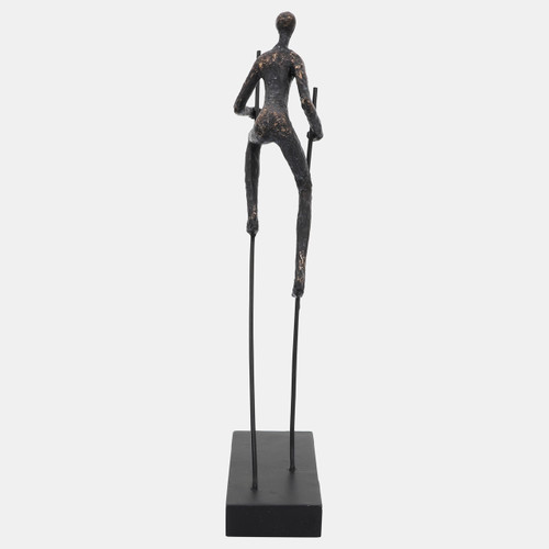 16604#Resin, 15"h  Man On Stilts, Bronze