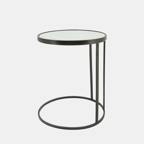 16656#Metal, S/2 21/24" Mirrored Side Tables, Black