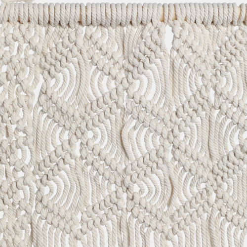 16667-01#Wood, 18" Macrame Wall Shelf, Ivory