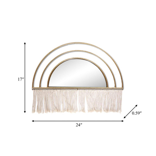 16668#Metal/wood, 17"h Arched Mirrored Wall Deco, Gold