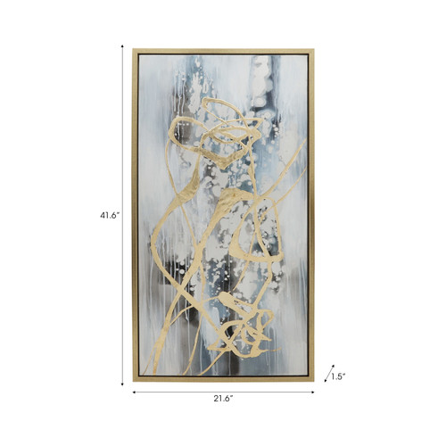 70088#22x42 S/3 Abstract Canvas, Multi On Gold Frame
