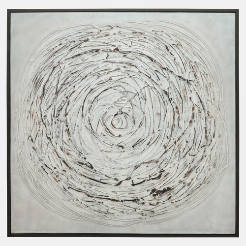 70090#52x52 Swirl Painting, Gray On Black Frame