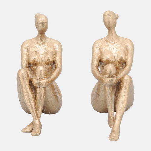 13084-12#Resin, S/2 Gold Lady Bookends