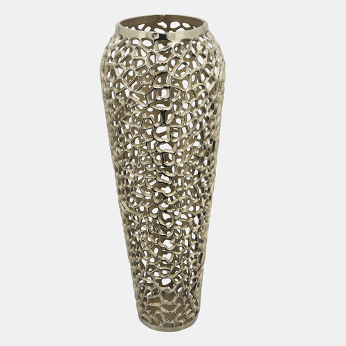 16763-02#Metal, 33"h Cut-out Vase, Gold