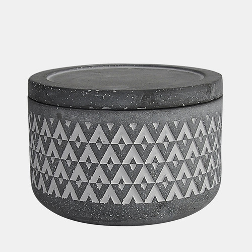 16790-06#Cem, 5" Covered Aztec Jar, Gray