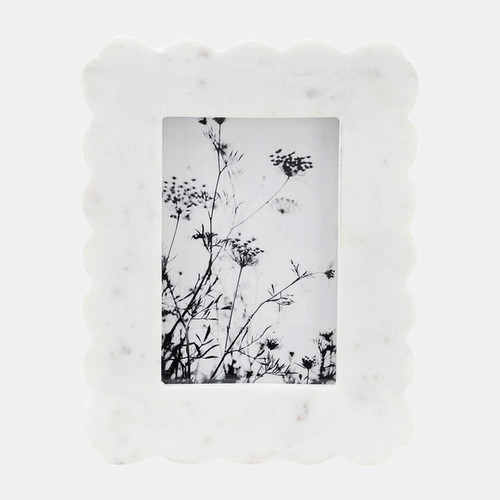 16791#Marble, 4x6 Ribbon Crimp Photo Frame, White