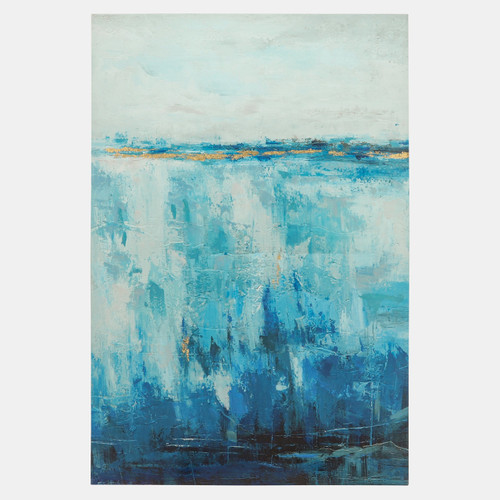70118#33x49 Abstract Hand Embelished Canvas Print, Blue