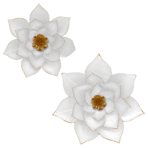 15807-03#Metal 19" Lotus Wall Deco, White/gold