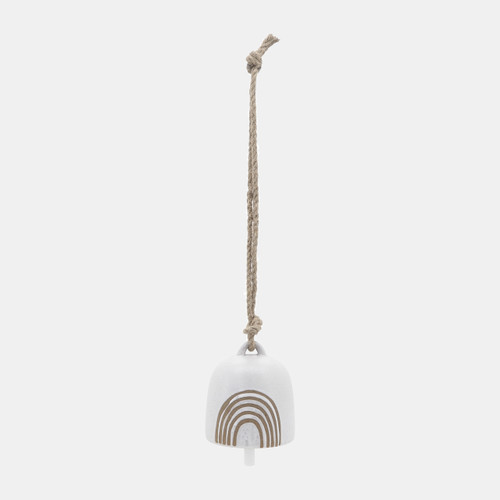 16778-03#Cer, 4" Hanging Bell Rainbow, White/beige 