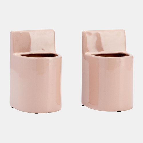 16836-02#Cer, 6" Pouch Bookends, Blush