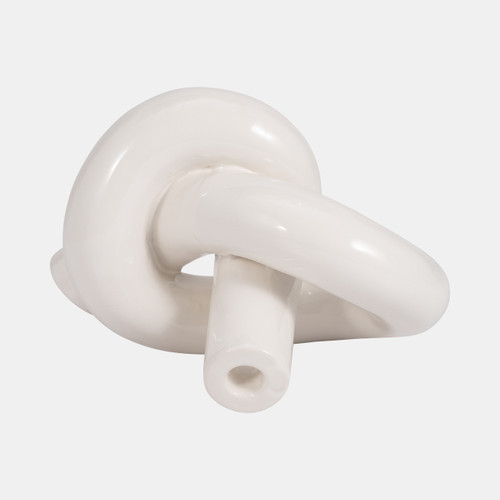 16840-01#Cer, 10" Loopy Candle Holder, White