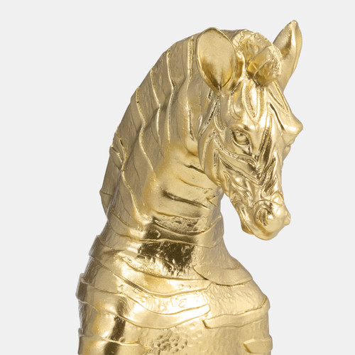 16847#Resin, S/3 8" No Evil Zebras, Gold