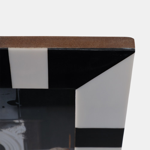 16850#Resin, 4x6 Geometric Photo Frame, Black/white