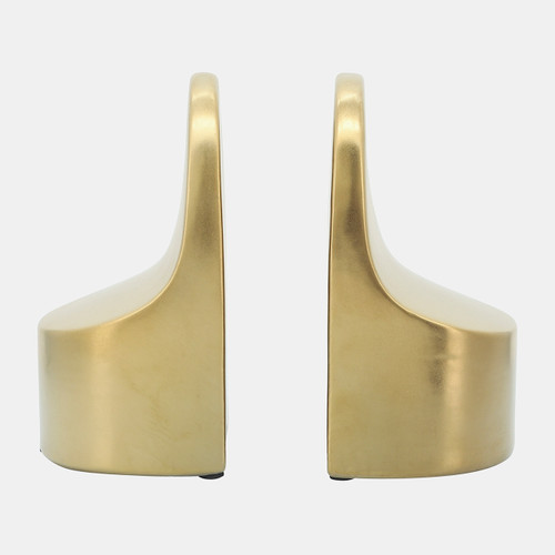 16909#Cer, 6"h Contemporary Bookends, Gold