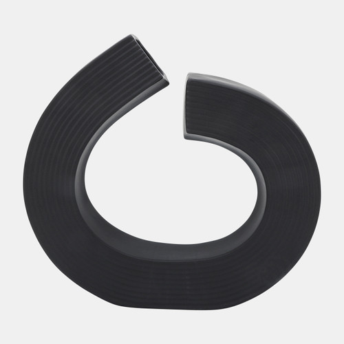 16913-01#Cer, 13"h Asbtract Vase, Black