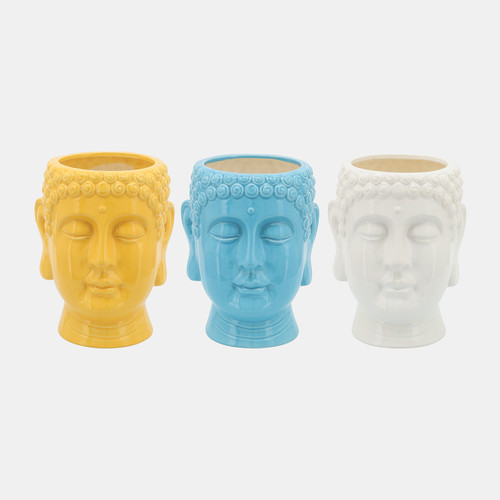 80028-01#S/3 Buddha Citronella Candle, 8.5" Multi 40oz