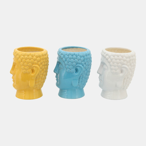 80028-01#S/3 Buddha Citronella Candle, 8.5" Multi 40oz